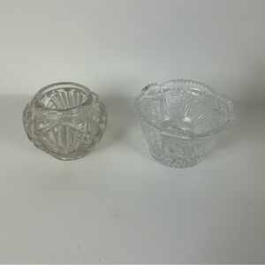 2- Crystal or Glass Clear Bowls, 1 may be be a Heavy Led Crystal Rose Bowl